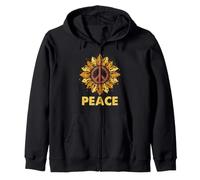 Cartel Hippie Peace con Forma de Girasol y Paz, Retro, con un Toque Floral Sudadera con Capucha