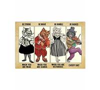 Cartel horizontal de metal vintage con texto en inglés "Cats Playing Violin Be Strong When You are Weak", letrero de metal retro para garaje, cueva, decoración de pared, póster de gasolinera, 12 x 16