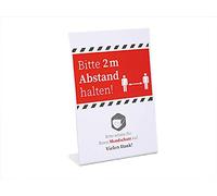 Cartel informativo APS - Mantenga la Distancia, póngase una mascarilla 21 x 7 x 30 cm, Soporte de Cartel acrílico, Expositor de Mesa, Restaurante