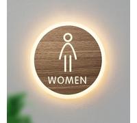 Cartel LED para baño, letrero redondo de montaje en pared para inodoro, decoración para baños, ideal para oficinas, negocios o el hogar.(B2,25cm)