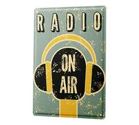 Cartel Letrero de Chapa Art Deco radio en el aire