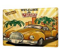 Cartel Letrero de Chapa Deco Ciudad Bienvenidos a Miami