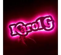 Cartel luminoso personalizado Karol G para decoración interior - Letrero luz neón-led fucsia la Bichota para decoración interior