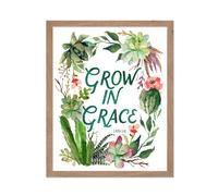 Cartel Master Vintage Cita Pster - Retro Christian Print - Regalo para un amigo religioso - Crecer en gracia acuarela floral cacti verso bblico