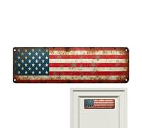 Cartel Metálico Bandera Americana, Bandera estadounidense vintage de hojalata 40,1x9,9 cm, Placa Decorativa del 4 de Julio, Para El Día De La Independencia, Patio, Porche, Patio Interior, Salón, Granj