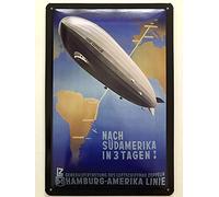 Cartel metálico de 20 x 30 cm, diseño de Graf Zeppelin Hamburgo América