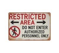 Cartel metálico de aluminio con texto en inglés "Restricted Area Do Not Enter", 20,3 x 30,5 cm, para salón, dormitorio, baño, decoración