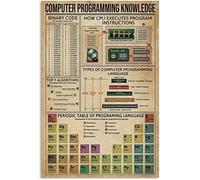Cartel metálico de programación informática para infografías para bar, cafetería, escuelas, decoración de pared, póster de metal, 8 x 12 pulgadas