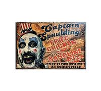 Cartel metálico decorativo para pared con texto en inglés "Captain Spaulding Fried Chiken and Casoline", 8 x 12 pulgadas