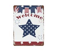 Cartel Metálico, Día De La Independencia Americana Retro, Placa De La Pared Póster Resistente, Duradero Cartel De Advertencia para Garaje Cafetería Decoración, 20X30Cm