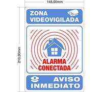 Cartel METÁLICO Disuasorio Interior/exterior Premium y Ultra-resistente Metálico, Cartel Disuasorio Alarma Conectada Aviso policía, 21x15 cm