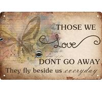 Cartel Metálico, Las Butterflys Que Amamos No Se Van, Vuelan A Nuestro Lado Todos Los Días., Placa Metálica Decorativo, Duradero Señal De Advertencia Para Cafetería Oficina Bar, 20X30Cm