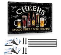 Cartel metálico retro 20 x 30 cm para bar, decoración vintage con 4 tornillos, 4 cintas y 4 adhesivos, material de aluminio resistente, decoración para casa, bar, cafetería, club