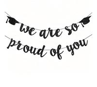Cartel negro We are So Proud of You para decoraciones de fiesta de graduación 2024, decoración de graduación de clase de 2024, suministros de decoración de fiesta de graduación universitaria