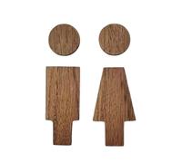 Cartel para Baño 2 uds/se señales de puerta baño madera maciza decoración inodoro antigua Placa señal WC autoadhesiva duradera(Color 1)