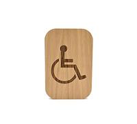 Cartel para baño - hombre, mujer, discapacitado - 120 x 80 mm - adhesivo para puerta wc en madera - placa para aseo grabada - señal lavabo (Minusvalido)