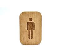 Cartel para baño - hombre, mujer, discapacitado - 120 x 80 mm - adhesivo para puerta wc en madera - placa para aseo grabada - señal lavabo (Hombre)