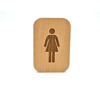 Cartel para baño - hombre, mujer, discapacitado - 120 x 80 mm - adhesivo para puerta wc en madera - placa para aseo grabada - señal lavabo (Mujer)