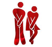 Cartel para la puerta del baño Letrero de inodoro extraíble 3D pegatina pared hombre mujer WC puerta espejo DIY calcomanía Multicolor(Red Type B)