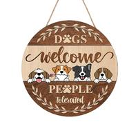 Cartel para perros bienvenidos, personas toleradas - cartel para mascotas en la puerta de, decoración de pared para caseta humorística, juguetona para amantes de los animales,