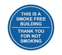 Cartel para puerta con texto en inglés «Circle This is A Smoke Free Building, Thank You for Not Smoking Wall/Door»