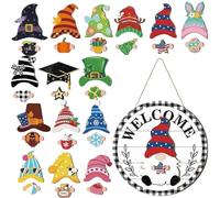 Cartel para puerta de entrada, colgador de madera con imanes y sombreros | Cartel de madera estacional para casa, granja, fiesta, exterior, interior, cocina, porche, patio, pared