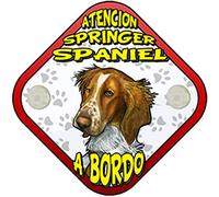 Cartel perro a bordo atención Springer Spaniel