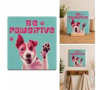 Cartel Personalizado - Deco Tile Be Pawsitive Jack Russell - Placa Decorativa - Motivo Jack Russell - Decoración de Pared para Amantes de los Perros - Flamingo