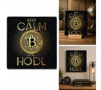 Cartel Personalizado - Deco Tile Keep Calm HODL - Placa Decorativa - Motivo criptomonedas - Decoración de Pared - Flamingo