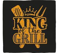 Cartel Personalizado - Deco Tile King of The Grill Black - Placa Decorativa Vintage - Decoración BBQ para Amantes de la Parrilla - Flamingo