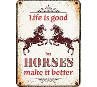Cartel Personalizado - Life Is Good Horses - imán Decorativo - temática Caballos - 5,5 x 7,5 cm - Flamingo