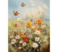 Cartel Placa De Pintura Decoración Letrero De Estaño Vintage Pared Muestra Placa para Cerveza Hogar Pub 20X30Cm Mariposas Revoloteando Entre Flores Silvestres