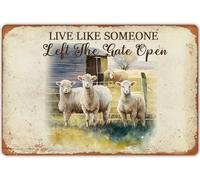 Cartel Placa, Las Ovejas De Antaño Viven como Si Alguien Hubiera Dejado La Puerta Abierta., Estaño Pared Señal Resistente, Duradero Señal De Advertencia para Cafetería Oficina Bar, 20X30Cm