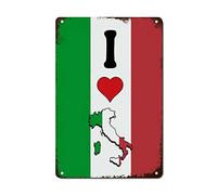 Cartel Placa, Me Encanta Italia. Símbolo Nacional. País. Patriótico., Placa Metálica Duradero, Protección UV Cartel De Advertencia para Oficina Sala De Estar Decoración, 20X30Cm