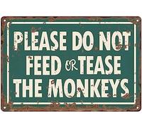 Cartel Placa, por Favor, No Alimentes Ni Molestes A Los Monos., Placa Metálica Decorativo, Duradero Señal De Prohibido para Decoración Sala De Estar Garaje, 20X30Cm