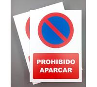 Cartel Prohibido Aparcar 18x25 cm Pack 2ud Señal Salida de Vehiculos Se Avisa Grua (No Aparcar)