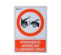 Cartel prohibido aparcar llamamos grua 30x21 cm.