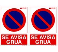 Cartel Prohibido Aparcar Llamamos Grua 30x21 (Paquete de 2)