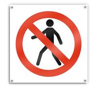 Cartel Prohibido el Paso 42x42 cm Lona Impresa Señal de Advertencia No Pasar Zona de Obras (Peaton)