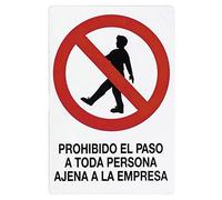 Cartel Prohibido el Paso Persona Ajena Empresa 30x21 cm.