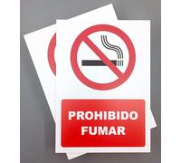 Cartel Prohibido Fumar 18x25 cm Pack 2ud Señal de Seguridad Industrial y Uso de EPI (No fumar)