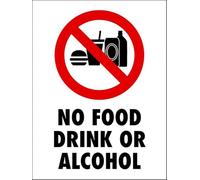 Cartel Prohibido No Comer,Beber Ni Beber Alcohol Protección UV Metal Cartel Puerta Resistente Placa Metálica para Decoración Cafetería Bar 20X30Cm