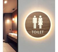 Cartel redondo de LED para baño, letrero de baño para montaje en pared, decoración de letreros de baño de acrílico, ideal para la decoración de paredes de bares, clubes y hoteles.(C,25cm)