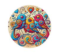 Cartel redondo de metal vintage con diseño de pájaros, corazones, flores, remolinos, decoración de pared, regalo de 8 x 8 pulgadas