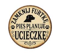 Cartel redondo de metal vintage con texto en inglés «Close the Gate, The Dog Is Planning An Escape» para sala de estar, bar, hogar, dormitorio, decoración de pared, póster de metal retro de 8 x 8