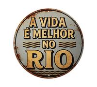 Cartel redondo de metal vintage con texto en inglés "Life Is Better By The River" para bar, hogar, cueva de hombre, cocina, lavandería, decoración de pared, regalo, 20,3 x 20,3 cm
