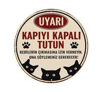 Cartel redondo retro de hojalata con texto en inglés "Warning Keep Door Closed", decoración de pared para el hogar, bar, cafetería, póster de metal de 8 x 8 pulgadas