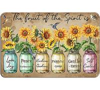Cartel retro de estaño con texto en inglés "Jesús El fruto del espíritu es amor, alegría, paz", decoración del hogar, póster decorativo para pared, cartel de metal, 20,3 x 30,5 cm