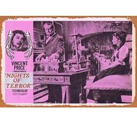 Cartel retro de hojalata con texto en inglés «Noches de terror», también conocido como TWICE TOLD TALES, tarjeta de vestíbulo original de Vincent Price, película de terror clásica, póster decorativo