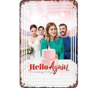 Cartel retro divertido de metal con texto en inglés "Hello Again - A Wedding A Day" para decoración de pared del hogar y exteriores, 8 x 12 pulgadas